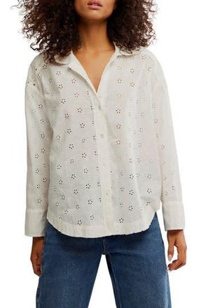 Free People Mae Eyelet Button-Up Shirt in Ecru Wash at Nordstrom Rack, Size Small