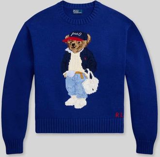 Polo Ralph Lauren Regular Fit Strickpullover mit Polo-Bear-Intarsia in Marine, Gr&ouml;&szlig;e XXL