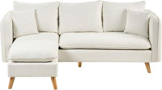 Beliani Beliani - Sofá de 3 plazas de tela asiento acolchado con otomana blanco Dalvik