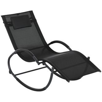 OUTSUNNY Mecedora de exterior 155x61x88 cm negro