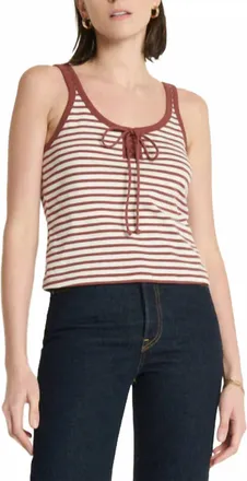 Nation Ltd Jil Lace Up Tank Top In Sable Stripe