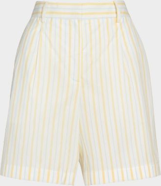 TWP Henry St. Striped Cotton Wide-Leg Shorts