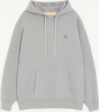 Valentino Felpa con cappuccio Valentino in cotone con ricamo VLogo Uomo GRIGIO XXL