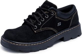 Skechers Womens Parties-Mate Oxford Shoes, Black Suede Leather, 3.5 UK