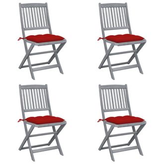 vidaXL Sillas De Jard&iacute;n Plegables 4 Uds Cojines Madera Maciza Acacia Vidaxl