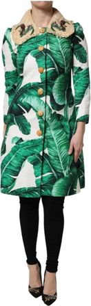 Dolce & Gabbana Multicolor Bladprint Trenchcoat Jas - Dames - Mantel - Veelkleurig - S - Katoen - Jassen