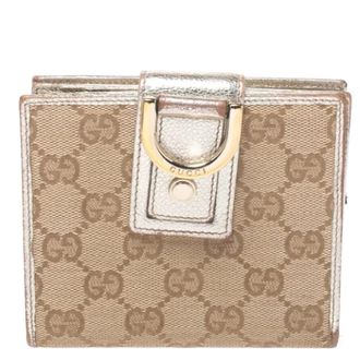 Gucci Pre-owned Wallets, female, Beige, Size: ONE SIZE Beige Canvas Gucci Wallet