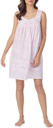 Eileen West Sleeveless Cotton Short Chemise in Rose Print at Nordstrom, Size Xx-Small