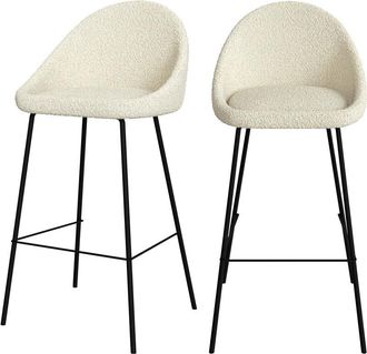 Rendez-Vous Déco Rendez-vous Déco - Set de 2 sillas de bar de media altura en tela beige 75 cm - Misty