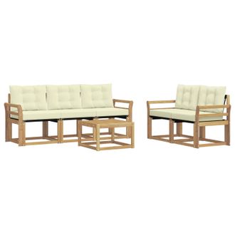 vidaXL Conjunto De Sof&aacute;s De Exterior Con Coj&iacute;n 6 Pcs Blanco Y Crema Vidaxl