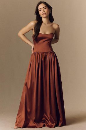 BHLDN Mia Strapless Fit-and-Flare Maxi Dress