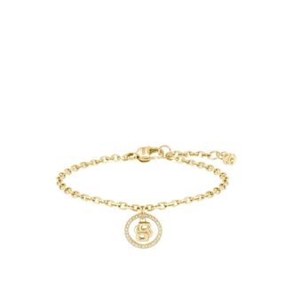 BOSS Gold-tone bracelet with Double B monogram charm