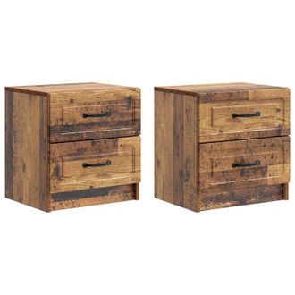 vidaXL Armario De Noche 2 Pcs Madera Envejecida 43 X 34,5 X 44,5 Cm Vidaxl