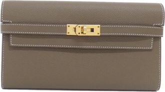 Herm&egrave;s Etoupe Gray Epsom Leather Long Wallet (Bi-Fold) (Pre-Owned)