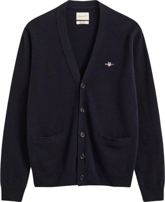 GANT Cardigans - Heren - Vesten - Blauw - 3XL - Wol - Truien & Vesten