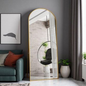 OEM Espejo Independiente - Arco Dorado Mate - 180x80cm - Cristal Templado - Marco De Aluminio