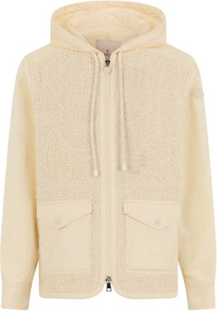 Moncler Hoodies & sweatvesten, Heren, Beige, M, Katoen, Erable Boucl&eacute; Hooded Jacket