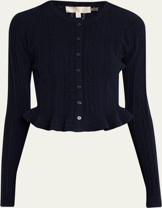LoveShackFancy Orly Cropped Peplum Cardigan