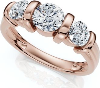 Pompeii3 1ct 3-Stone Bar Set Engagement Ring 10K Lab Grown
