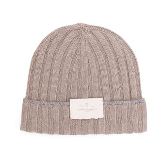 Brunello Cucinelli Accessories, male, Gray, L, Ribbed Cashmere Hats Made in Italy