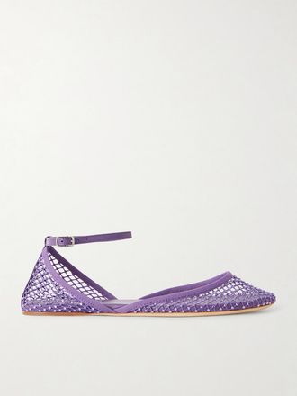 CHRISTOPHER ESBER Ballerine In Mesh Con Finiture In Pelle E Cristalli Minette - Viola