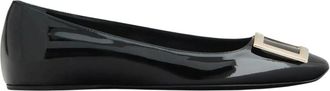 Roger Vivier Ballerina Quadrata Trompette T.05 - Dames - Ballerinas - Zwart - 39 EU - Leer - Schoenen