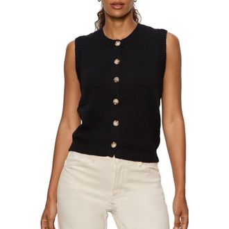 Sanctuary Cotton Pointelle Sleeveless Sweater in Black at Nordstrom, Size X-Large