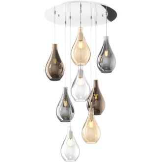 Top-Light Top-light - Lampadario Contemporaneo Drop 2.0 Metallo Cromo Vetro Multicolor 8 Luci E27