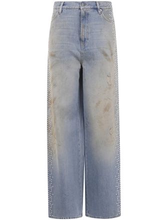 Golden Goose Journey Dames Melody Boyfriend Broek Katoen Denim Officina Was met Studs Aan de Zijkant