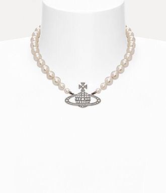 Vivienne Westwood One Row Bas Relief Pearl Choker Platinum-cream-crystal Platinum-cream-crystal Women