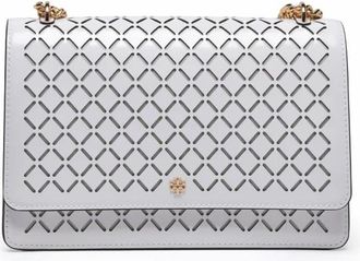 Tory Burch Emerson Perforated Flap - Dames - Schoudertassen - Wit - ONE Size - Leer - Tassen