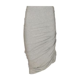 The Attico Viscose Jersey Gathered Midi Skirt - female - The Attico - Midi Skirts - Gray - XS - Skirts