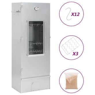 Berkfield Home BBQ Oven Smoker with Wood Chips 44.5x29x110 cm Galvanised steel in Silver