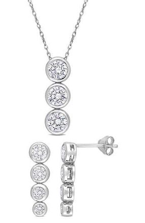 Delmar Cubic Zirconia Earrings & Necklace Set in White at Nordstrom Rack
