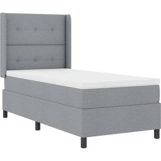 vidaXL Cama Box Spring Led Con Cabecera Gris Claro 90 X 190 Cm Tela Vidaxl
