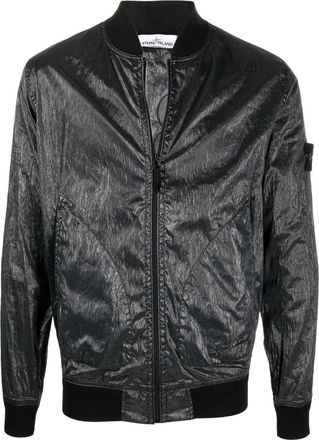 Stone Island loog-patch bomber jacket - men - Polyamide/Polyester - XXXL - Black