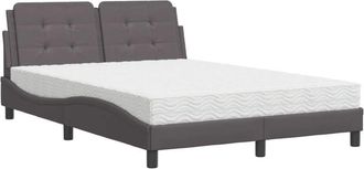 vidaXL Vidaxl - Cama Con Colch&oacute;n Cuero Sint&eacute;tico Gris 120x200 Cm