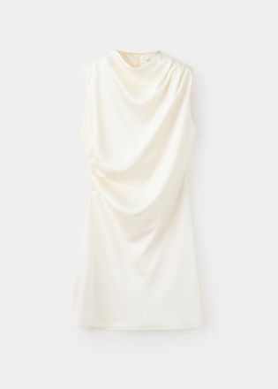 Mango Vestito collo drappeggiato increspato grezzo - Donna - XL - MANGO