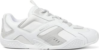 Versace White Galaxia Mixed Leather Low-Top Sneakers