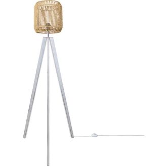 Paco Home Paco Home - Lampada Terra Moderna Soggiorno Camera Letto Effetto Rattan Cesto Boho E27 Beige/Bianco (Ø28 cm), Lampada da terra Bianco