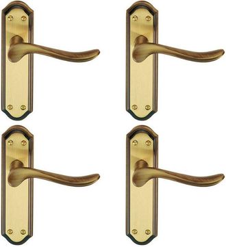 Loops 4x PAIR Curved Handle on Sculpted Latch Backplate 180 x 48mm Florentine Bronze