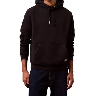 Calvin Klein Monogram Logo Patch Fleece Hoodie In Black Beauty