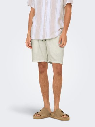 Only & Sons Shorts ONLY & SONS ONSTEL LINEN LATHAM 0257 SHORTS, Herren, Gr. XXL, N-Gr, weiss (cloud dancer), Web, Obermaterial: 55% Leinen, 45% Viskose, unifarben