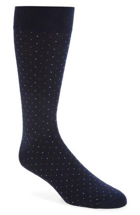 Nordstrom Dot Cotton Blend Dress Socks in Navy at Nordstrom