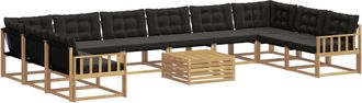 vidaXL Conjunto De Sof&aacute;s De Exterior 11 Uds. Blanco Y Negro Vidaxl