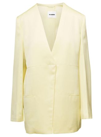 Jil Sander Yellow Solid V Neck Jacket