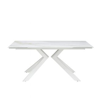 Decorspace Tavolo pollux Con Gambe In Ferro E Piano In Pietra Sinterizzata 160/240 X 110 X H 75 Cm -grigio Lucido