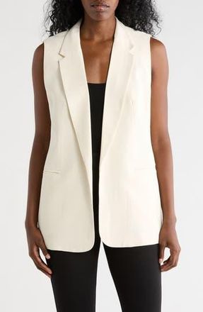 T Tahari Notch Lapel Longline Vest in Toasted Beige at Nordstrom Rack, Size X-Large