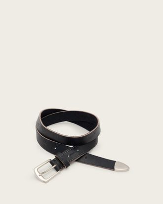 AllSaints Cow Leather Reed Leather Belt, Size: 34