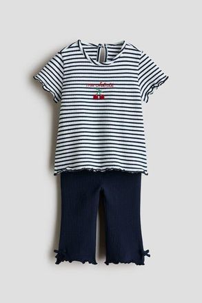 H&M 2-piece cotton set in Navy Blue/ma Ch&eacute;rie at Nordstrom, Size 18M